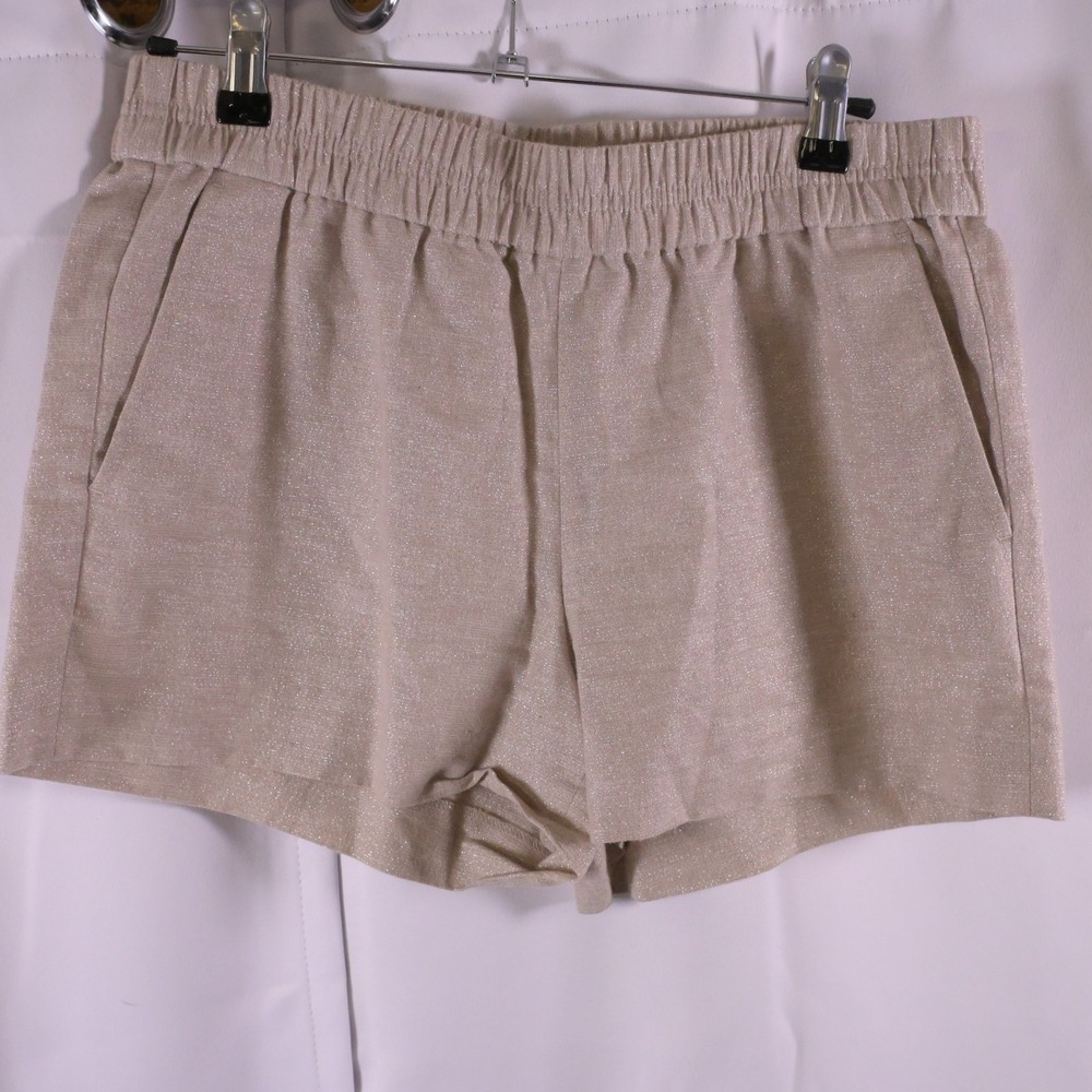 J Crew Beige Sparkle Linen Cotton Pull On Shorts Womens 4
